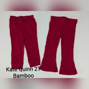 Kate Quinn Boy/ Girl Matching Kids Cherry Red Bamboo Leggings Flare